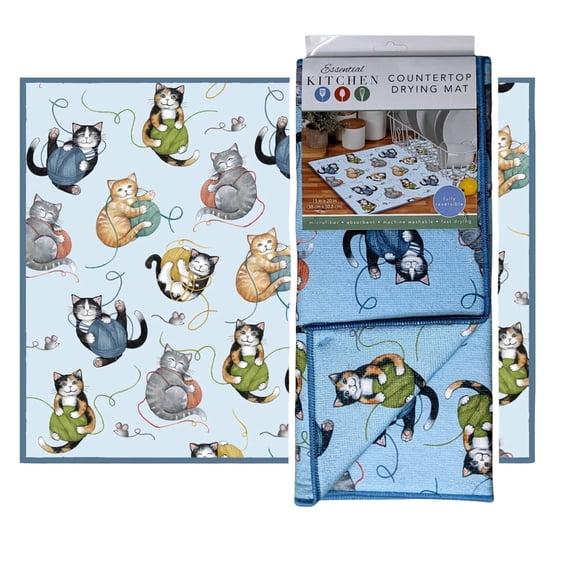 Kay Dee Designs Curious Kittens Microfiber Non-Slip Drying Mat 15" x 20" Drying Mats, 1 Count