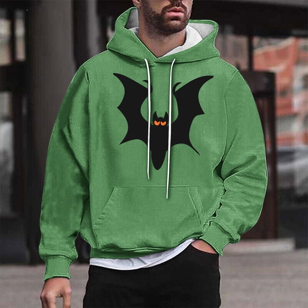 Sudadera con capucha de Halloween para hombre, informal, de moda, con cuello redondo, estampado, manga larga, blusa de poliéster