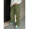 thumbnail image 7 of Women's Olive Green Workwear Joggers – Elastic Drawstring Waist, Streetwear & Outdoor Sports, Y2K Summer Style, 7 of 7