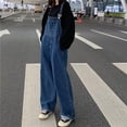 thumbnail image 4 of JFGHDG Overalls for Women Denim Jumpsuits Adjustable Strap Baggy Wide Leg Jean Overalls with Pockets Dark Blue S, 4 of 8