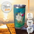 thumbnail image 4 of Christian Art Gifts Large Stainless Steel Double Wall Vacuum Insulated Peacock Teal Travel Mug Tumbler for Women: Blessed Faith Inspired, BPA Free Non-toxic Multicolor Floral, Retractable Lid, 18 oz., 4 of 7