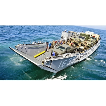 LAMINATED POSTER Landing Craft Utility (LCU) 1665 departs the well deck of the amphibious transport dock ship USS Cle Poster Print 24 x