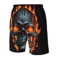 thumbnail image 6 of Uemuo Flame Metal Skull Pattern Men's Swim Trunks Hawaiian Beach Bathing Suit Swimsuits Beach Quick-Dry Shorts with Pockets-, 6 of 9