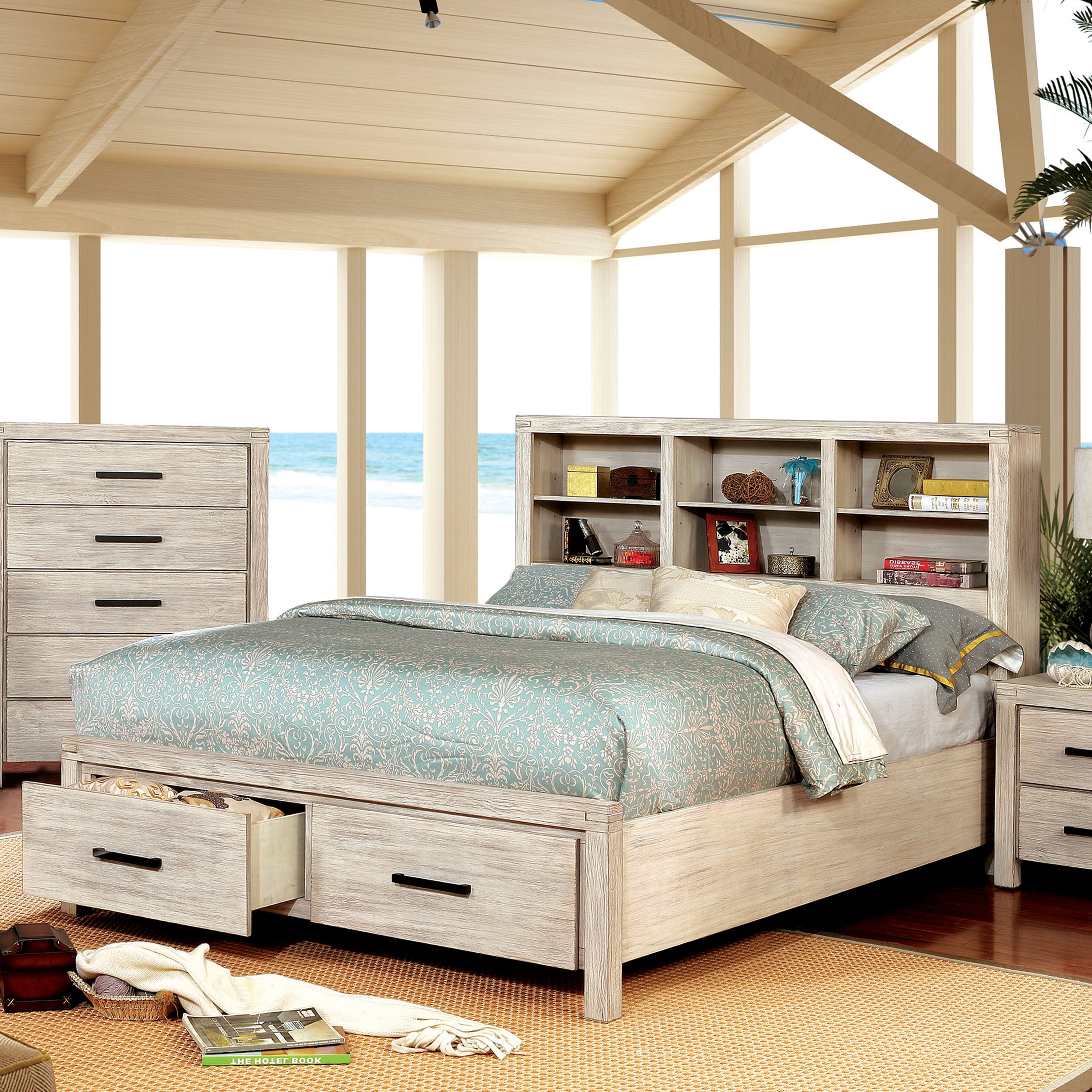 Furniture of America Ghirald Bookcase Bed, Queen, White - Walmart.com
