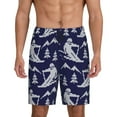 thumbnail image 1 of Balery Abstract Skiing Pantalones cortos de pijama de punto de algodón para hombre con cinturilla y bolsillos-Small, 1 of 6