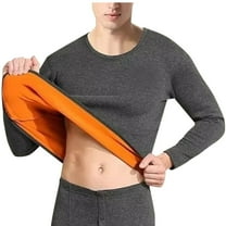 Tawop Thermal Underwear for Men Fleece Warm Crewneck Long Sleeves Tops Base Layer Outfits