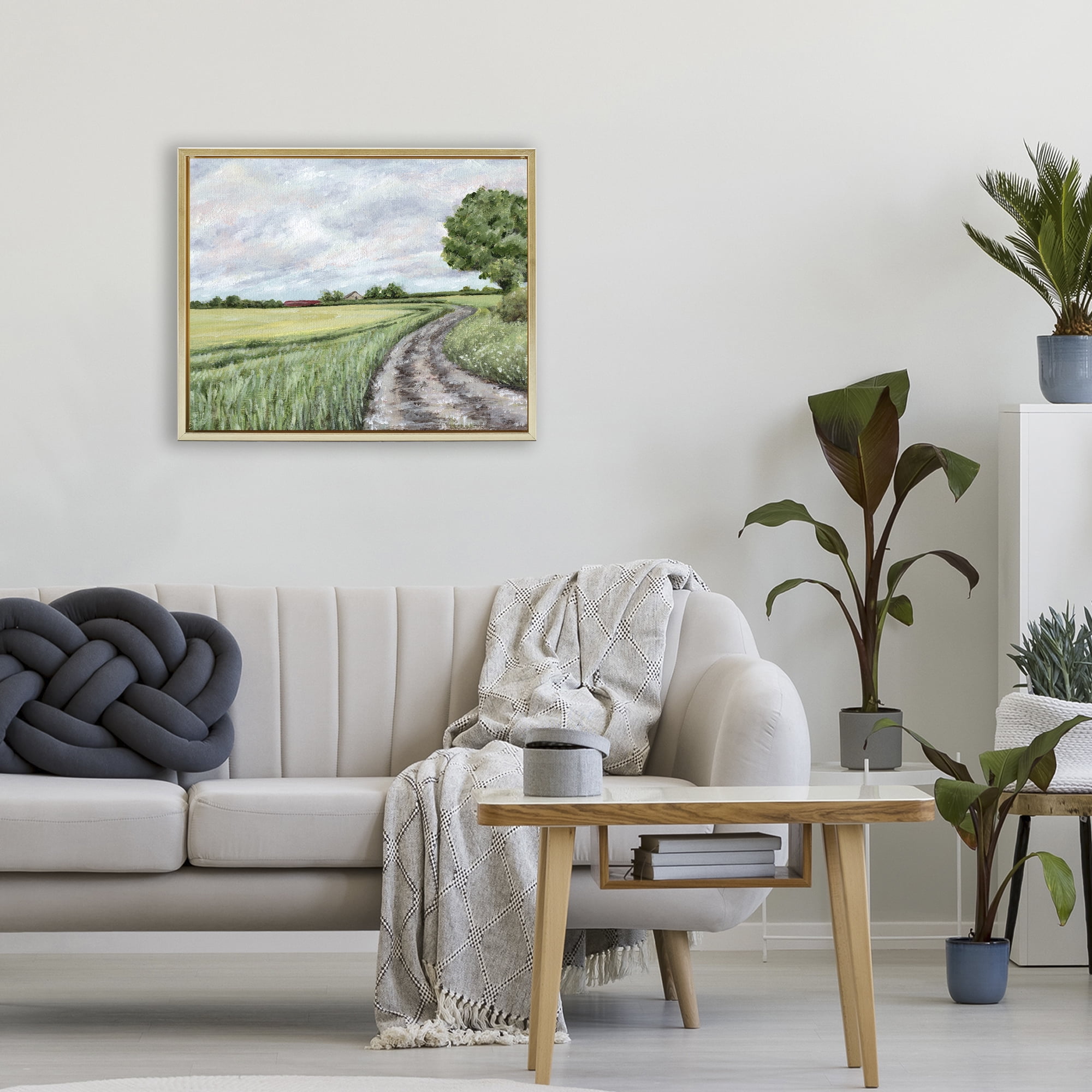 Winding Country Roads Gold Framed Floater Canvas Wall Art, design by Leah Noel Art