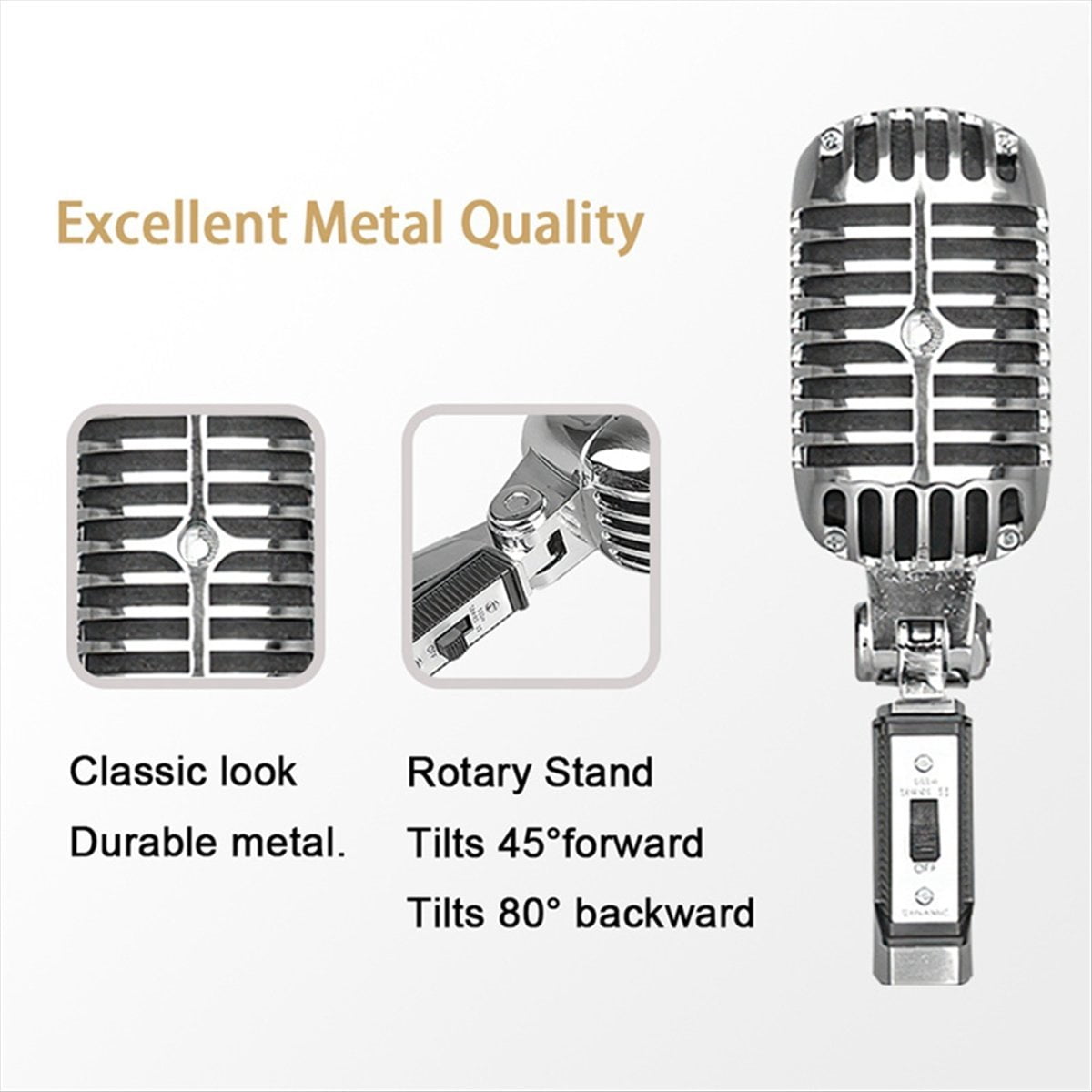 Vintage Metal Microphone for 55SH Classic Dynamic Wired Handheld Mic Microphone for Live Recording Karaoke Studio
