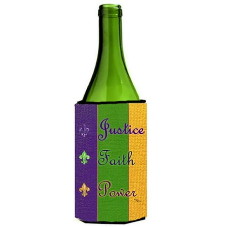 

Carolines Treasures 8374LITERK Mardi Grass Peace Faith And Justice Wine bottle sleeve Hugger - 24 oz.