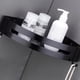 thumbnail image 3 of Estante de almacenamiento de ducha sin perforaciones Estantes de almacenamiento de esquina de baño de aleación de aluminio para el hogar Triangular Negro, 3 of 5