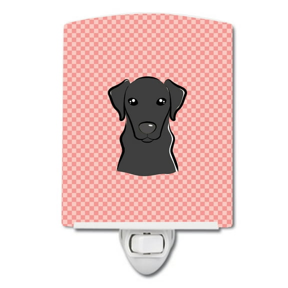 Checkerboard Pink Black Labrador Ceramic Night Light