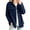 Navy, variant on Women's Solid Color Loose Plus Size Corduroy Lapel Collared Button Down Long Sleeve Shacket Shirt Jacket with 2 Bust Pockets, Soft Casual Outerwear for Spring Fall Winter Home School Party Brown