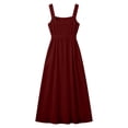 thumbnail image 5 of Gamivast Linen Dresses for Women Sleeveless Square Neck Button Front Maxi Dress with Pockets Casual A-Line Sundress Summer Vacation Beach Dress Wine M, 5 of 7