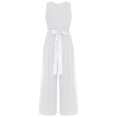 thumbnail image 3 of renvena Kids Girls Flower Wedding Party Bodysuit Ruffled Chiffon Pageant Banquet Rompers Summer Wide Leg Pants Jumpsuit Playsuit with Detachable Embellishment Ivory 10, 3 of 5