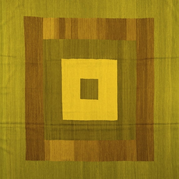 Ahgly Company Indoor Square Abstract Yellow Contemporary Area Rugs, 6' Square
