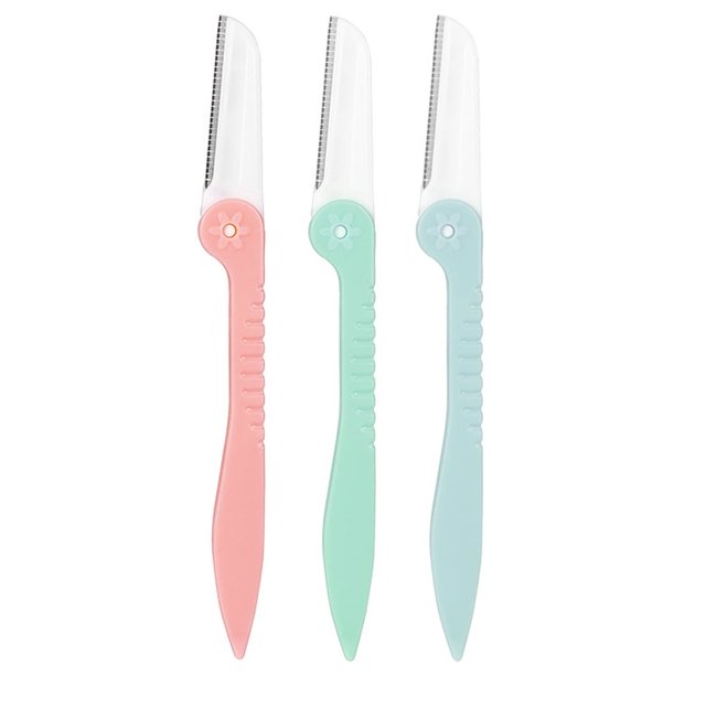 CHOK 3 Pieces Eyebrow Razor Eyebrow Razors Shaver Microblades for Women Face Hair Dermaplaning Tool Shaper Trimmer with Precision Cover Skincare - shape1