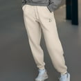 thumbnail image 3 of Dalix Heartly Ghost Embroidery Jogger Midweight Fleece Sweatpants Soft Lounge Pant Drawstring Waistband Pockets Womens in Sandshell 2XL XX-Large, 3 of 5