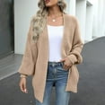 thumbnail image 2 of VISALY Chunky Cardigan Sweaters Oversized Sweaters Zip Up Long Lantern Sleeve Open Front Casual Soft Knit Cardigan Sweater Outerwear Tunic Top Sweater Jacket Cardigan Jacket Fashion Sweatshirt Khaki M, 2 of 8