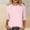 Pink, variant on Women Tshirts Solid Knit Breathable 3/4 Sleeve Round Neck Loose Fit Top Tees for Women Black L