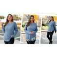 thumbnail image 6 of UVN Long Sleeve Shirt for Women Fall Casual Blouses Ladies Loose Fit Crew Neck Tunic Tops, 6 of 11
