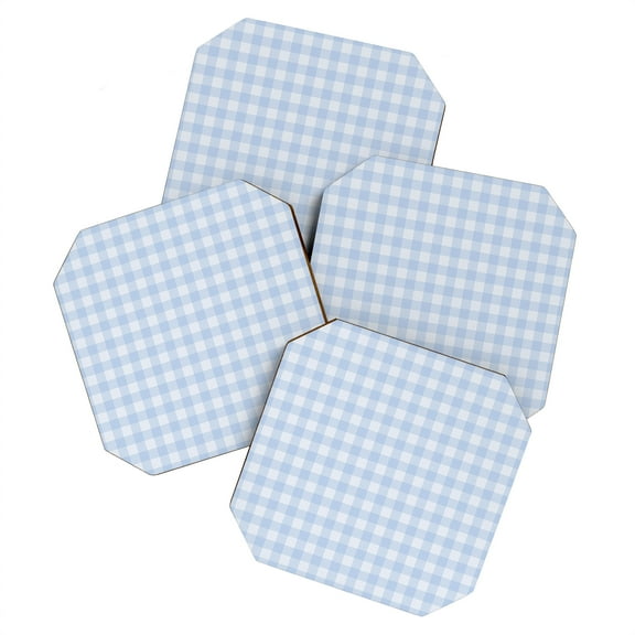 Society6 Colour Poems Gingham Pattern Blue Set of 4 Coasters