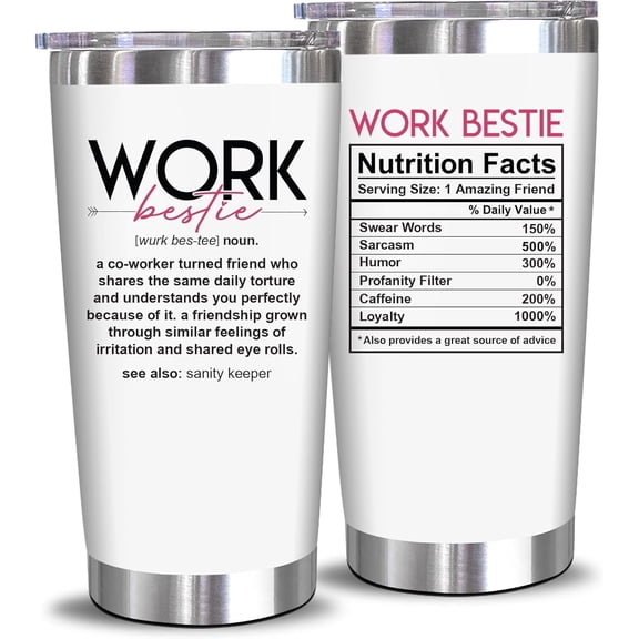 NewEleven Work Bestie Tumbler – Funny Coworker Gift for Women, Work Friends