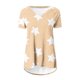 thumbnail image 4 of Camiseta Impresa con Cuello en V de Manga de Raglan de la Parte Trasera Larga Delantera Corta de las Mujeres de Navidad, Vacaciones Informales, 4 of 5