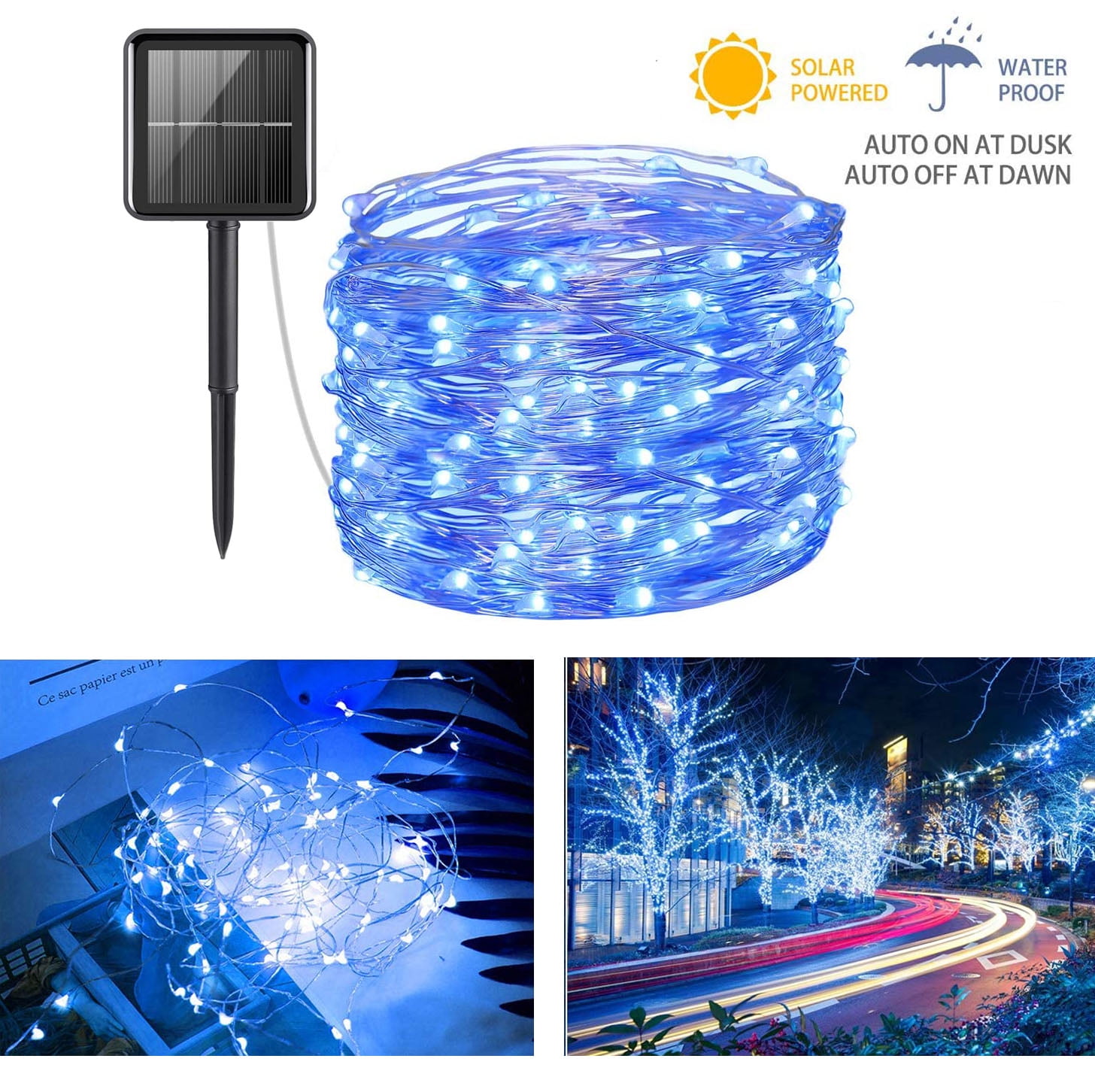 Details about   20M 200 LED Solar Fairy String Light Copper Wire Outdoor Waterproof Garden Decor 