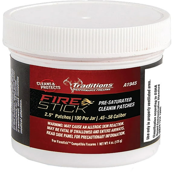 Traditions A1945 Firestick Presaturated Muzzleloader Cleaning Patches (100 Pack)