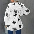 thumbnail image 4 of Fuzzy Shaggy Jacket Full Zip Up Women Hooded Warm Winter Coat Stars Pattern Oversize Fleece Sweater Cardigans (XL, White), 4 of 7