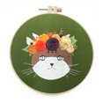 thumbnail image 2 of Kits Bordado Punto Cruz Flores Gato Con Hilo Color Tela Aro, 2 of 8