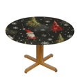 Akjvoe Cute Christmas Gnomes Round Tablecloth,Waterproof Tablecloth for