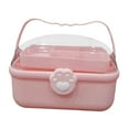 thumbnail image 1 of Caja de almacenamiento de accesorios para el cabello Caja de almacenamiento de joyas Soporte portátil para moños con asa Rosa, 1 of 9
