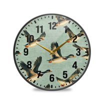 Yayeee Wall Clock Battery Operated 11.9" Silent Non-Ticking for Living Room, Mallards Pattern