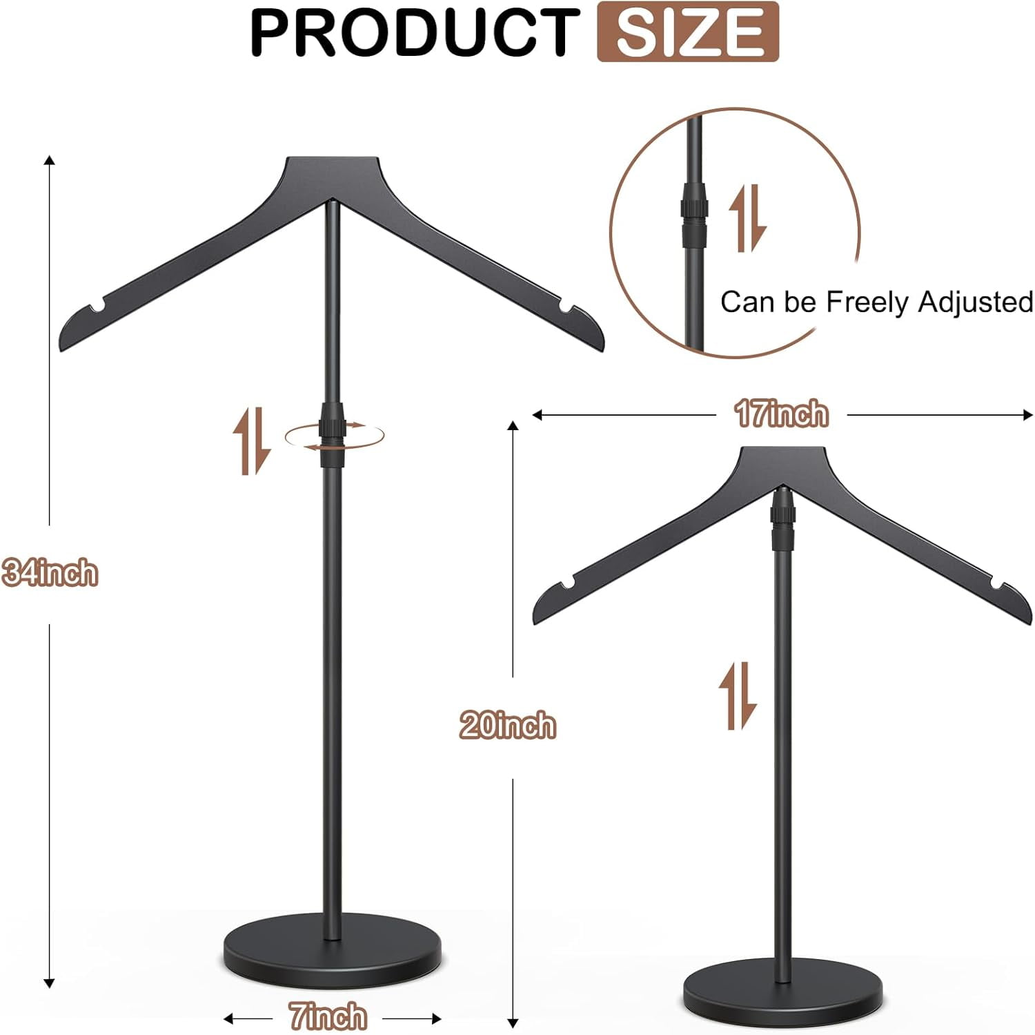 Shirt Display Stand, 18-34 Inch Height Adjustable Mannequin Torso for Vendors Shop, More Stable Dress Form Portable Clothes Garment Rack, T Shirt Display Holder Jacket Coat Stand Hanger