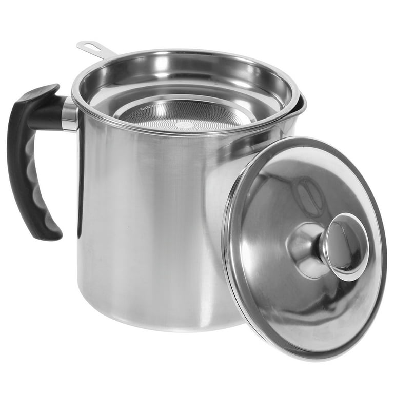 Kyraton Bacon Grease Container With Strainer, 48 oz Stainless