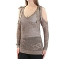 thumbnail image 2 of INC Womens Gold Sheer Cut Out  Metallic Long Sleeve V Neck Sweater M, 2 of 3
