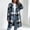 Blue, variant on Women's Casual Plaid Shacket Jacket Button Down Long Coats with Pockets Fall Winter Warm Comfy Outfit