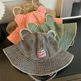 thumbnail image 5 of RUISINERY Fashionable Bear Ear Bucket Hat for Various Head Size Spring Windproof Fisherman Hat Distressed Hat for Everyday Wear, 5 of 6
