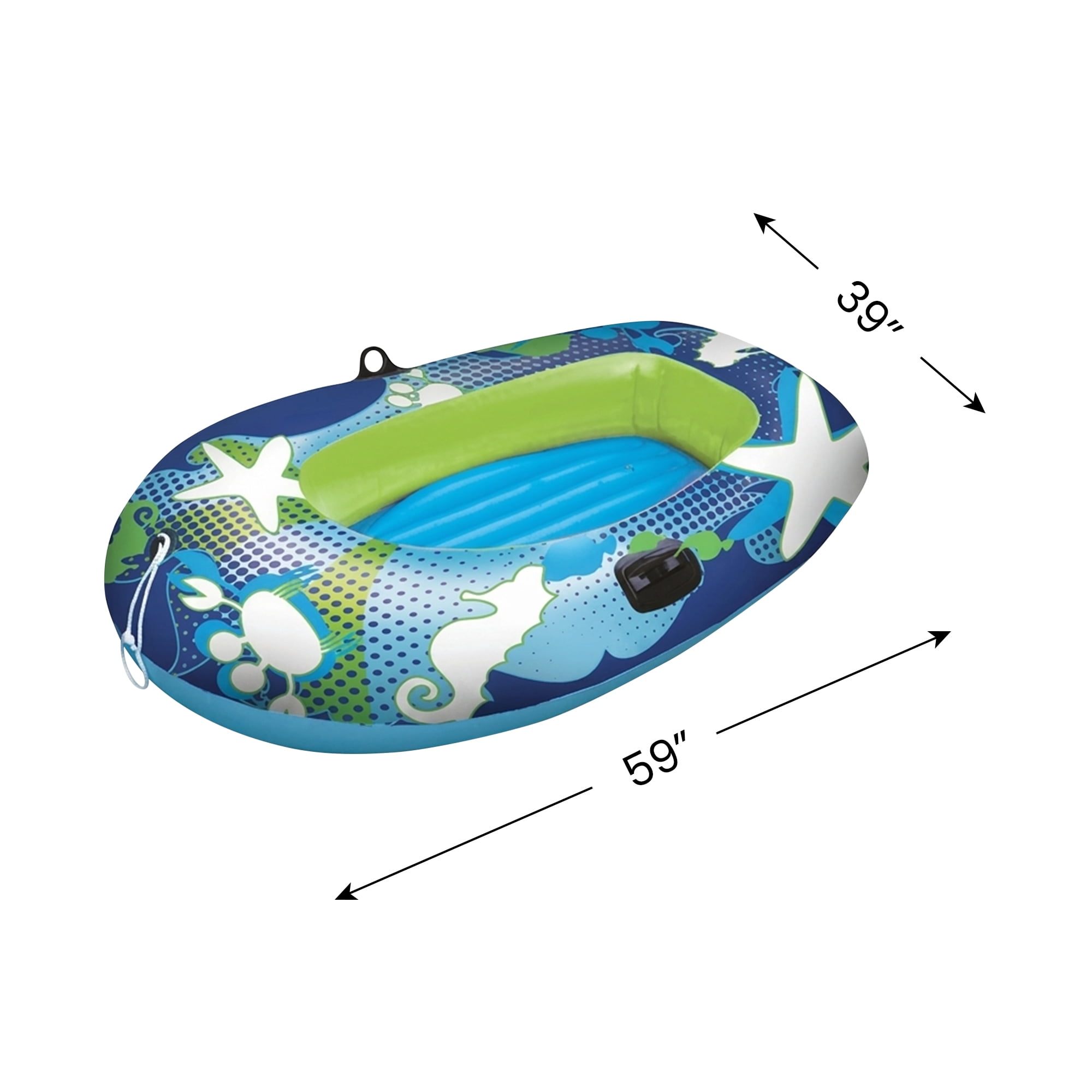 Swim Central 59" Blue and Lime Green Inflatable Aqua Fun Swimming Pool Deep Sea Water Sport Boat