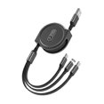 thumbnail image 1 of Data Cable Extendable Fast Charging Multi-function 3-in-1 8Pin/Micro USB/Type-C Mobile Phone Data Line Charge Cord for Home JIKAIX, 1 of 5