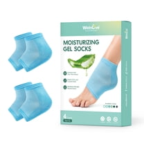 Welnove Moisturizing Heel Socks - 2 Pairs Aloe Vera Extract Infused Gel Lining for Dry Feet - Cracked Heel Repair Treatment - Cotton Socks for Women Men Foot Care (Blue, Extra Large)
