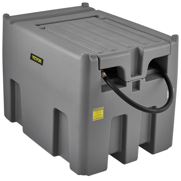 VEVOR Portable Diesel Tank, 116 Gallon Capacity & 10 GPM Flow Rate, Diesel Fuel Tank with 12V Electric Transfer Pump and 13.1 ft Rubber Hose, PE Diesel Transfer Tank for Easy Fuel Transportation, Gray