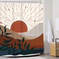 thumbnail image 2 of Abstract Minimalist Shower Curtain Sunset Mountain Mid Century Sun Modern Bathroom Curtain Rustic Geometric Brown Orange 72Wx72L Inch Bath Accessories Art Home Decor Fabric Waterproof, 2 of 6