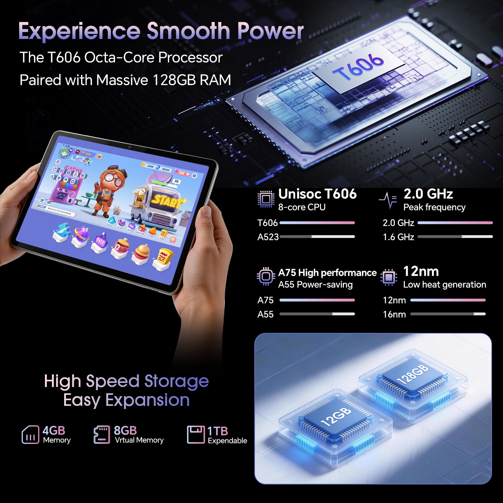 2026 Latest 11 inch Android 15 Tablet with Octa-core Processor,12GB RAM+128GB ROM(1TB Expandtion),8000mAh Battery,Widevine L1 Certified,WiFi 6&BT5.0, Support GMS,Case Included,Gray