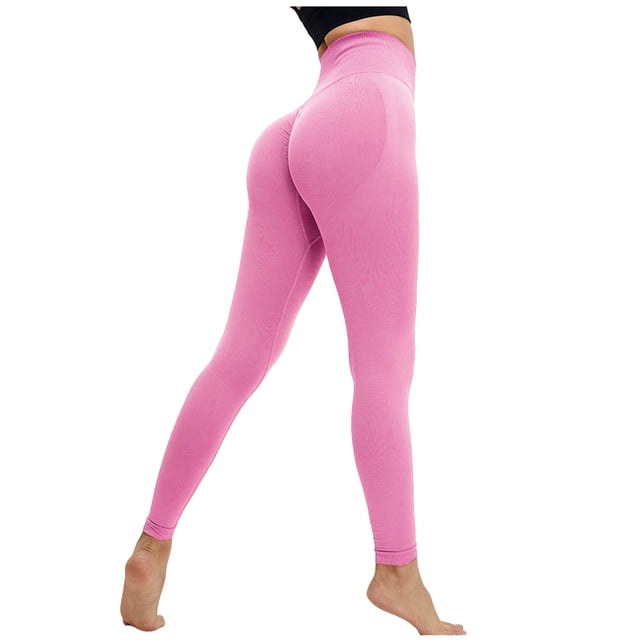 Leggings de yoga de cintura alta para mujer - Levantan las caderas, pantalones deportivos sin costuras - Bolsillos ocultos, nailon elástico y spandex - Diseño de trasero abombado para hacer ejercic