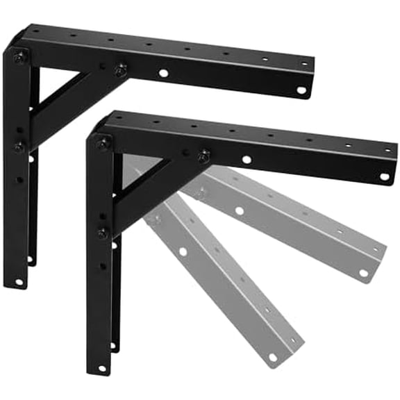 Heavy Duty Adjustable Angle Bracket (2 pc) for Wall Mount, Roof Mount, Foldable Hinge Bracket, Truss and Frame for Solar Panel Stand, Awning Roof, Commercial Sign, Table Shelf Support.