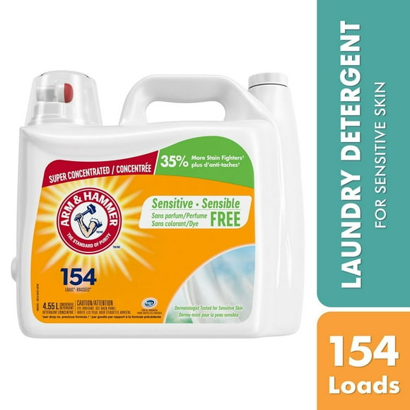 Arm & Hammer Sensitive Skin Scent Free Liquid Laundry Detergent, 154 Loads, 4.55-L