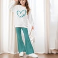thumbnail image 3 of OGLCCG Tween Girls 2 Piece Outfits Long Sleeve Heart Printed Sweatshirts and Flare Leg Pant Lightweight 2pcs Outfit Set, Size 5-14 Years, 3 of 6