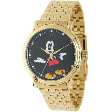 Mickey Mouse Men's Vintage Alloy Case Watch, Gold Bracelet